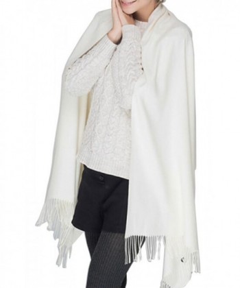 Winter Womens Large Soft Warm Pashmina Cashmere Blanket Scarf Solid Color Tassel Shawl(14 colors) - White - CR187CECR9C