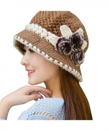 Tenworld Fashion Women Lady Crochet Cap Winter Warm Knit Hat - Khaki - CK186GIOX8D