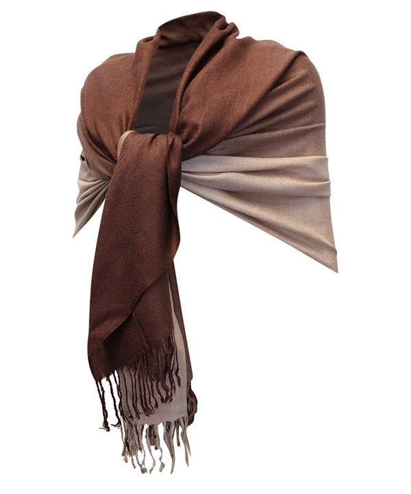 Enimay Women's Silky Persian Pashmina Scarf Two-Tone Soft Shawl Wrap Stole - Two Tone Brown - CH1206ROUXB