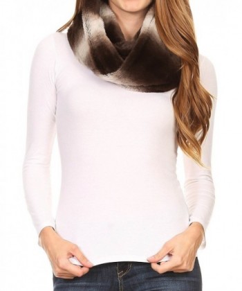 Sakkas Rhie Long Lightweight Faux Fur Ombre Colored Warm Soft Infinity Scarf - Black - CT12MWUJJWD