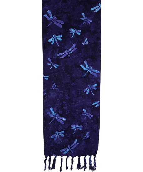 Batik Scarves - Dragonflies- Teal on Purple Only - Eggplant - CE123IVMBDX