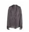 Topaz Sun Soft Fringed Knit Shawl Wrap - Grey - C8124WE1CYJ