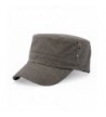 ChezAbbey Solid Brim Flat Top Cap Army Cadet Classical Style Military Hat Peaked Cap - Brown - CC17YHA4HI7