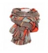 Women's Retro Soft Plaid Tartan Grids Scarf Large Blanket Winter Wraps Shawl - Orange - CF127FNFOE3
