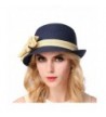 O&N Women Girls Holiday Wide Brim Bow Caps Foldable Summer Beach Sun Hat Straw Hats - Navy - CQ17XSSHWI7