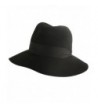 Winter Soft Wool Felt Ribbon Fedora Floppy Panama 3" Wide Brim Dress Hat - Black - CY127BMXOGX