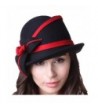 Koola s Women's Wool Felt Hat Fedoras Winter Warm Hat Fashion Organza Brim Hat - Blackred - CT12MZA91AZ