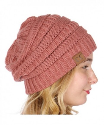 SERENITA C.C Unisex Soft Stretch Thick Slouchy Knit Oversized Beanie Cap Hat - Mauve - CS187C2WCIE