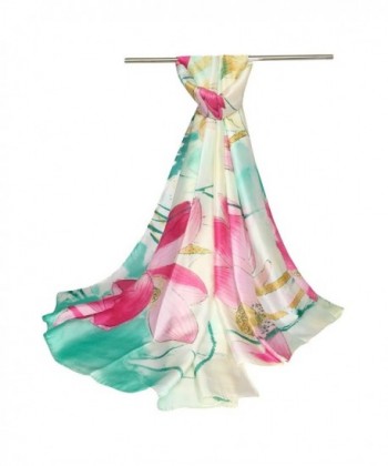 DOCILA Silk-Like Shawl- Lotus Print Evening Wrap Scarf - Pink - CI183W4GQW6