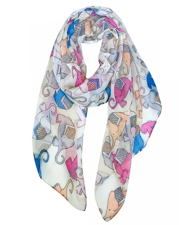 GERINLY Animal Print Scarves: Cute Elephant Pattern Wrap Scarf For Women - Cute Beige - C912M25WDQB