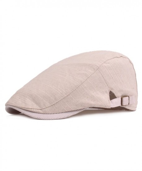 IL Caldo Unisex Spring & Summer Newsboy Cap Travel Linen cotton beret hat - Beige - CP12C5BHB7X