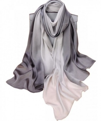 K-ELeven Silk Scarf Gradient Colors Scarves 100% silk Long Lightweight Sunscreen Shawls for Women - A-light Gray - CK17XXQWOA0