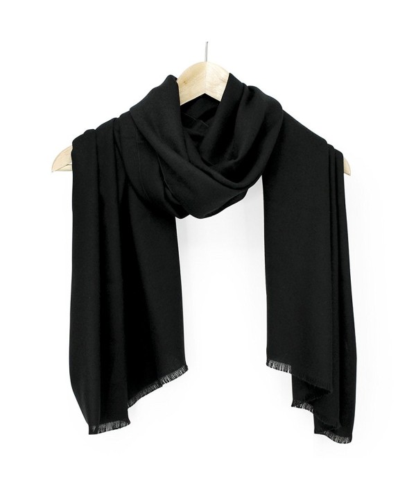 Oct17 Women Large Scarf Soft Cashmere Feel Shawls Wraps Winter Scarfs Light Scarves - Black - CD188ZY9G9K