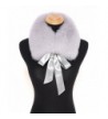 Ferand Ladies Stylish Genuine Fox Fur Collar Scarf with Satin Ribbon - Light Grey - CJ12MRS0O3H