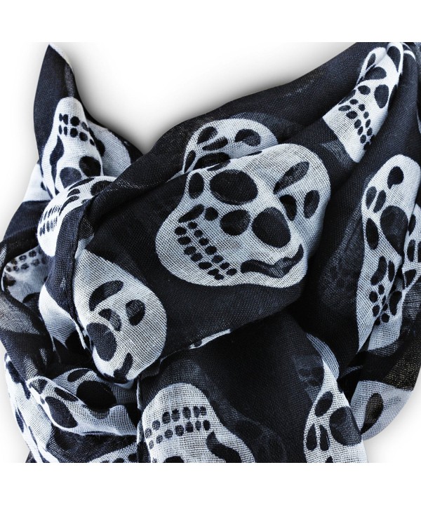 Skull and Crossbones Skeleton Pirate Ghost Halloween Gothic Clothing Scarf Shawl for Girls - Black - CV11POM3WGP