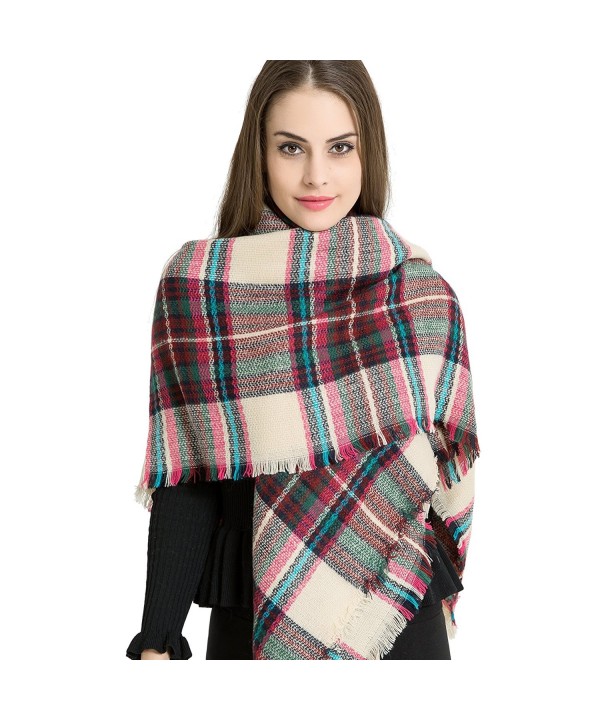 Marvel O Bug Warm Plaid Fashion Women Oversized Fringe Scarf Blanket Shawl Wraps Poncho Pashminas S139 - Burgundy - CX1878GC4TM