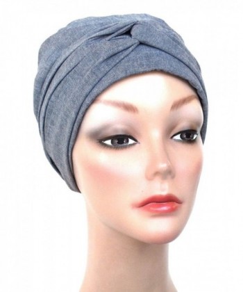 Turban Plus Chemo Head Wrap Scarf for Cancer - 03- Denim Chambray (Cotton) - CK11K4JFFR7