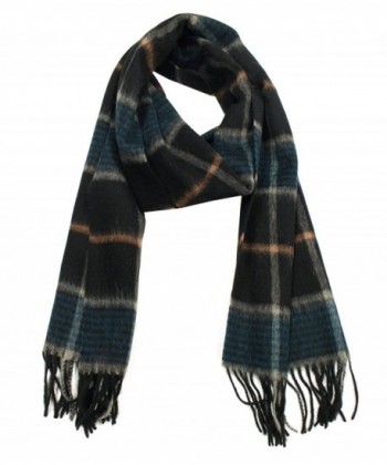 Modadorn Winter Sale Unisex Plaid & Checkered Cashmere Feel Wool Fringe Scarf - Black - CN11D6P6PN9