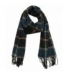 Modadorn Winter Sale Unisex Plaid & Checkered Cashmere Feel Wool Fringe Scarf - Black - CN11D6P6PN9