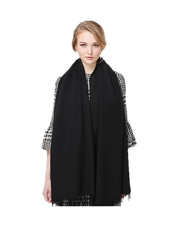 Cashmere Feel Scarf Wraps Shawl Soft Warm for Women Men - Black - CI1876UMSUM