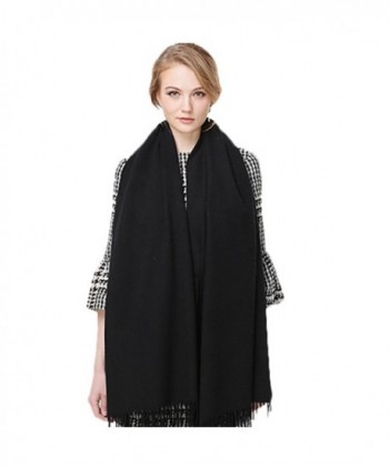 Cashmere Feel Scarf Wraps Shawl Soft Warm for Women Men - Black - CI1876UMSUM