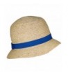 Victoria Womens Natural Raffia Straw Cloche Hat W/Solid Color Band (One Size) - Blue - CZ17YULZH0R