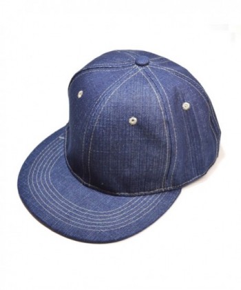 Men & Women Baseball Black or Blue Flat Bill Denim Jean Cap Adjustable Snapback Hat - Blue Jean - CU1849DSAGK