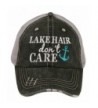 Embroidered "Lake Hair Don't Care" Washed Out Grey Trucker Cap - Mint Anchor - C212IV7CUKN