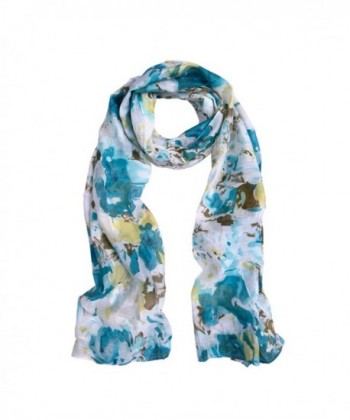 Elegant Watercolor Paint Floral Scarf -Different Colors Available - Blue - C011IYUZ8WZ