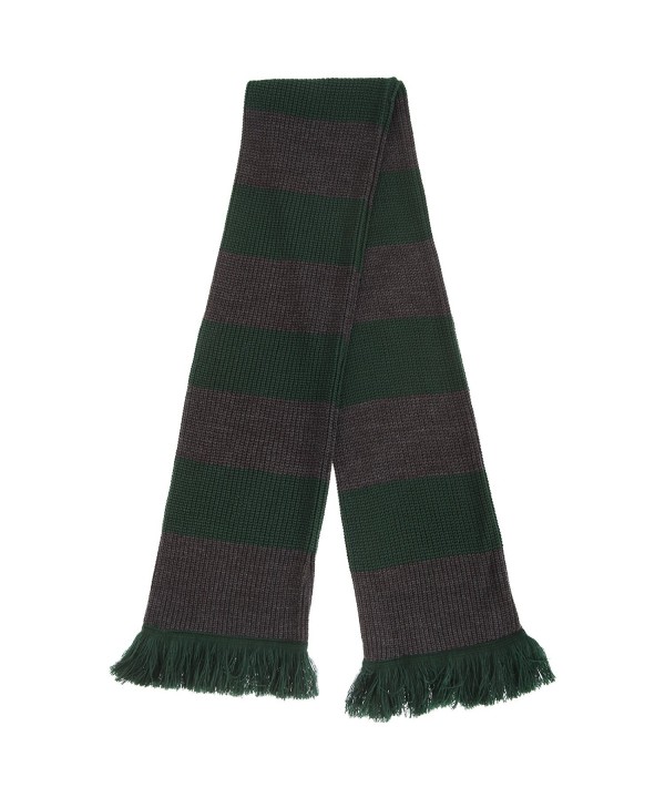 FLOSO Unisex House Style Knitted Winter Scarf With Fringe - Green/Gray - CI12BCE128D