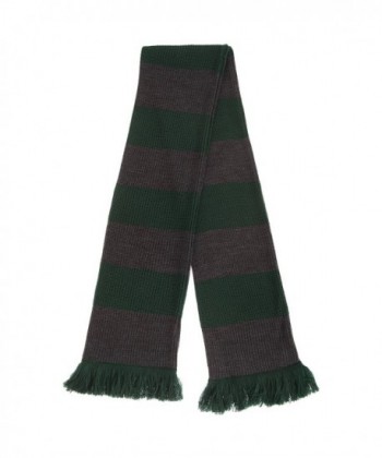 FLOSO Unisex House Style Knitted Winter Scarf With Fringe - Green/Gray - CI12BCE128D