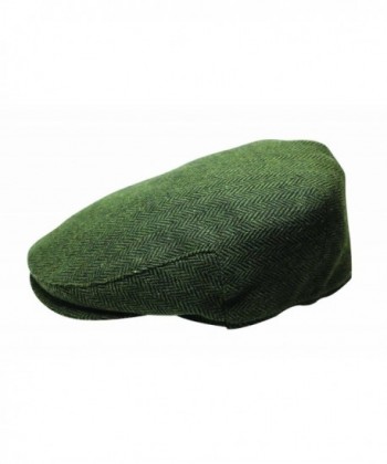 Quiet Man The Irish Designed Green Herringbone Designed Flat Cap - C412N1JTIUZ