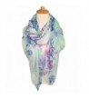 GERINLY Pastel Scarves: Peach Blossom Print Shawl Scarf For Women - Aquamarine - CT12O336M5I