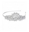 EVER FAITH Austrian Crystal Elegant Wedding Flower Leaves Hair Band Headpiece Clear Silver-Tone - CV124BEXWAB