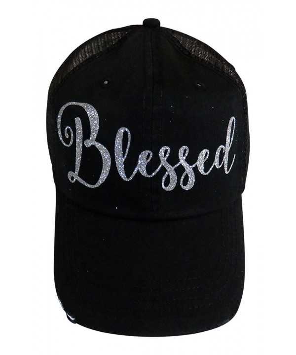 Silver Glitter Blessed Black Snap Back Baseball Cap Faith - CD12NUVNZL5