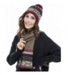 lethmik Christmas Pom Pom Beanie Winter Warm Knit Cap Skully-Scarf & Hat Set - Dark Red & Brown Scarf - CX186HE0R8I