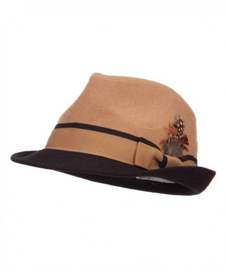 Two Tone Fedora with Feather - Camel - CG126E0QCPX