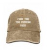 Men's Or Women's FUCK YOU YOU FUCKING FUCK Denim Fabric Baseball Hat Adjustable Dad Hat - Natural - C4187ZA0CD9