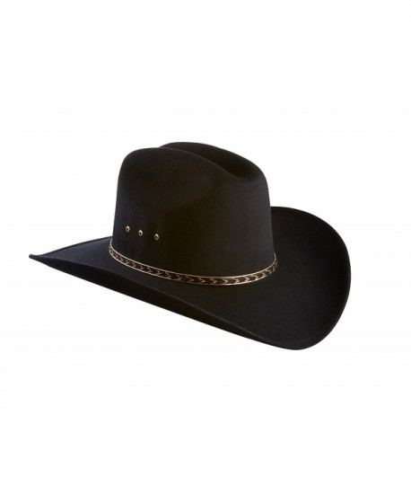 Faux Felt Wide Brim Western Cowboy Hat - Black - CF11GG65QU3
