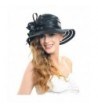 Women's Flower Satin Ribbon Church Cloche Hat (10 Colors) - Black - CC11X6NN0PH