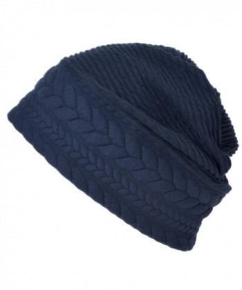 Casualbox Charm Mens Womens Slouchy Winter Beanie Hat Warm Unisex One Size Japanese Design - Navy - CO12MBT47DF