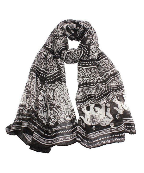 Buedvo Women Men Classic Ethnic Style Keffiyeh Elephant Print Scarf Neck Head Shawl Wrap - Black - CS12O2W50AK