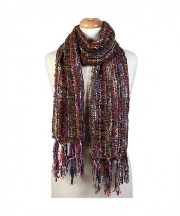 Scarfand's Multi-string Mixed Color Weave Thick Winter Long Scarf Shawl - Brown - CV187CWY5H8