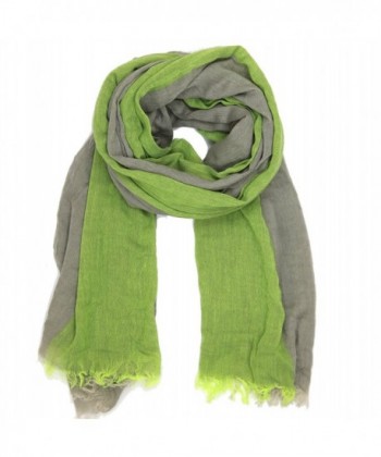 Bucasi Slate Striped Modern Stripe Scarf with Fringe - Green - CK11MYE17DV