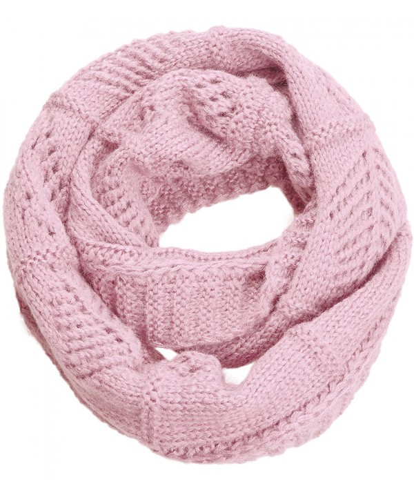 NEOSAN Warm Knit Crochet Soft Infinity Circle Loop Scarf For Women Solid Color - Crochet Light Pink - CW185KYITY3