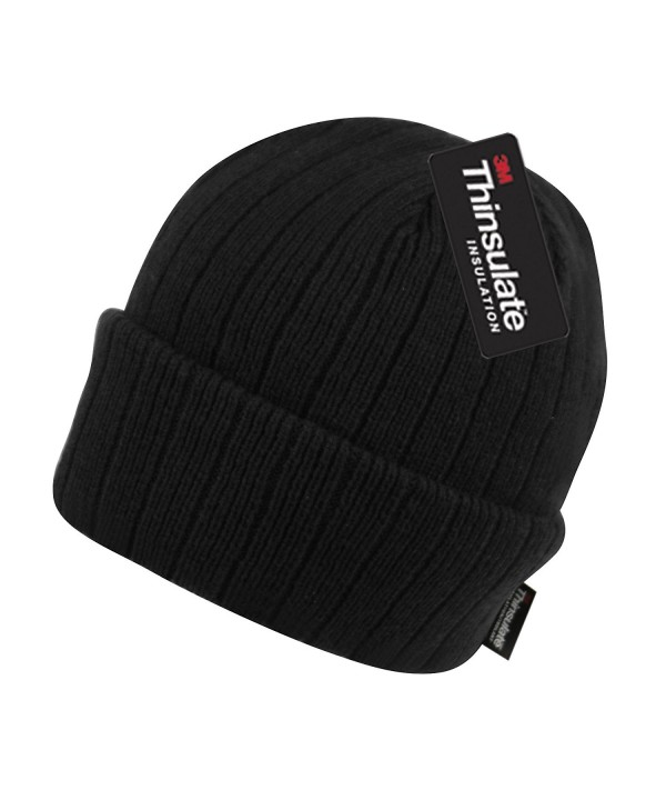 Thinsulate BN2388 Winter Hats 40 Gram Insulated Cuffed Winter Hat (Black) - CT12O4NR1LC