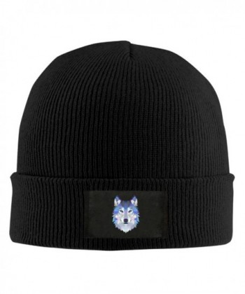 ROCHELLE AYOKO Wolf Animals Winter Warm Knit Hats Skull Caps Stretchy Cuff Beanie Hat Unisex - Black - CT188Z8HKD2