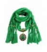 DDLBiz Women Pendant Scarf With Tassel Rhinestone Jewelry Scarves - Green - CC12N867XSF