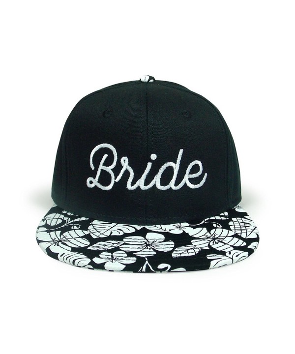 WUE Bride Squad Bachelorette Party Hat - Bride Black White Flowers - CF183O0OI7I