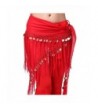 ZLTdream Women's Belly Dance triangler Hip Scarf With Coins - Red - CF11L0F8MOR